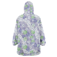 Anthurium Plumeria Lei Pastel Wearable Blanket Hoodie Purple Hawaiian Splendid Palaka LT01 - Polynesian Pride