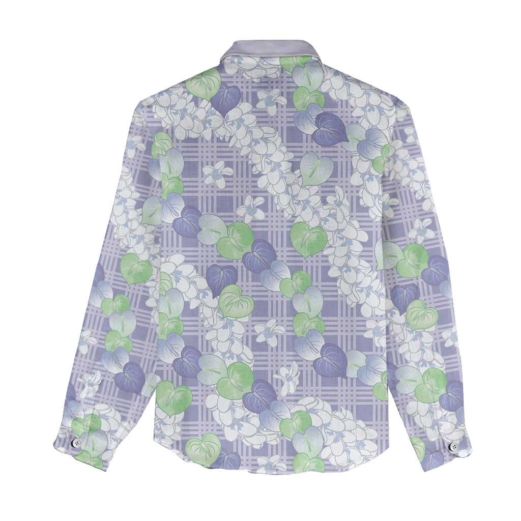 Anthurium Plumeria Lei Pastel Women Casual Shirt Purple Hawaiian Splendid Palaka LT01 - Polynesian Pride