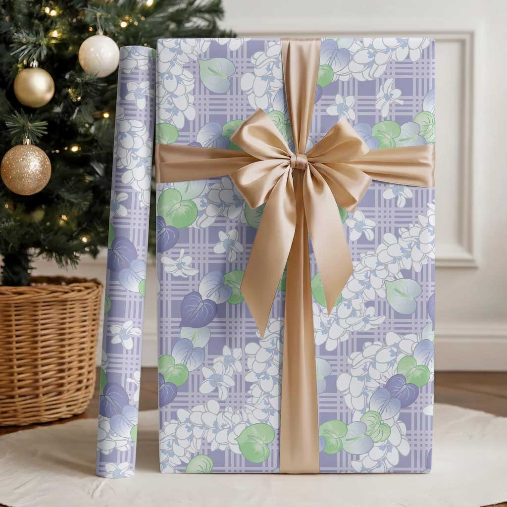 Anthurium Plumeria Lei Pastel Wrapping Paper Purple Hawaiian Splendid Palaka