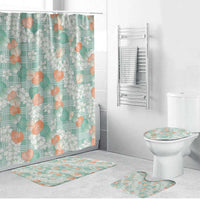 Anthurium Plumeria Lei Pastel Bathroom Set Teal Hawaiian Splendid Palaka