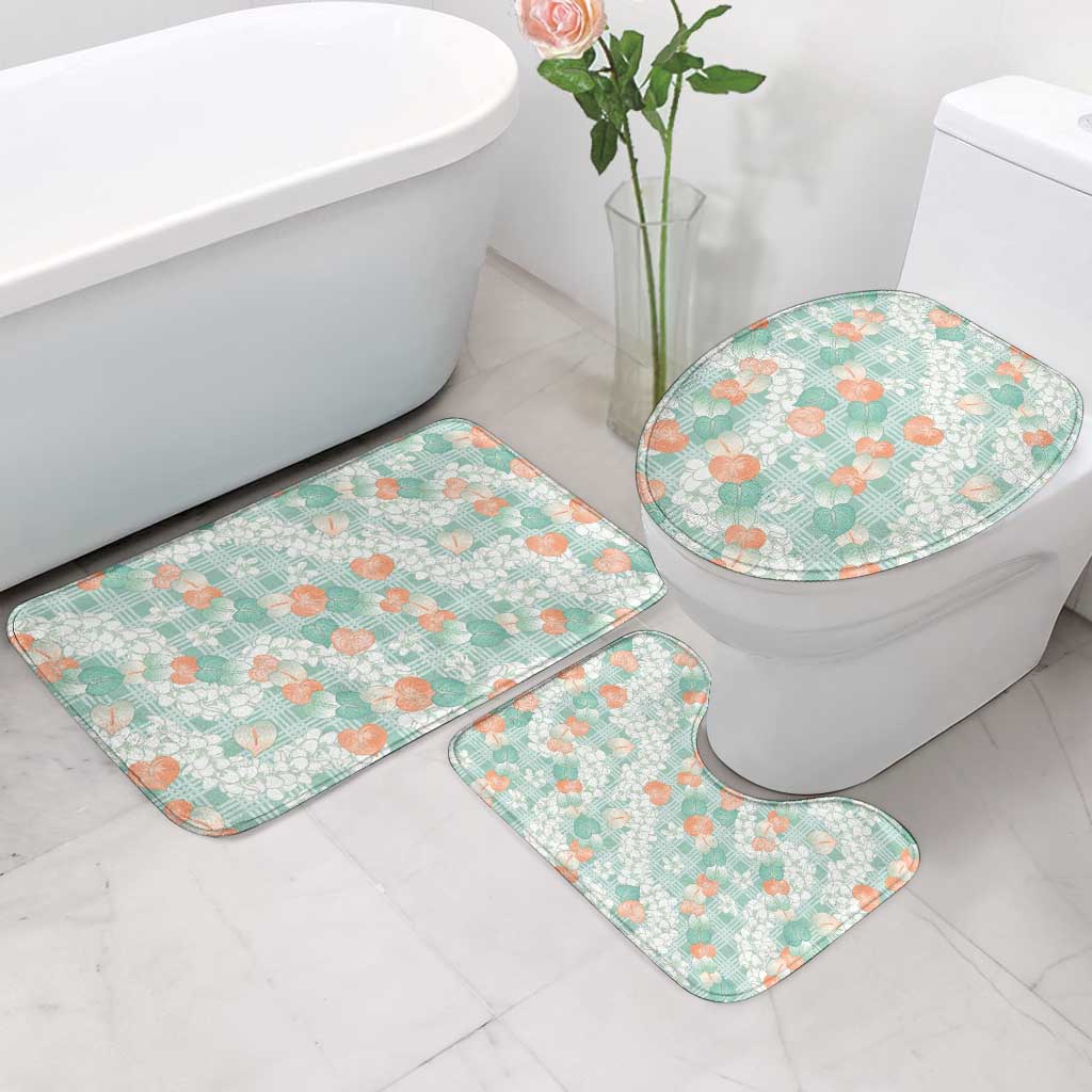 Anthurium Plumeria Lei Pastel Bathroom Set Teal Hawaiian Splendid Palaka
