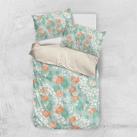 Anthurium Plumeria Lei Pastel Bedding Set Teal Hawaiian Splendid Palaka