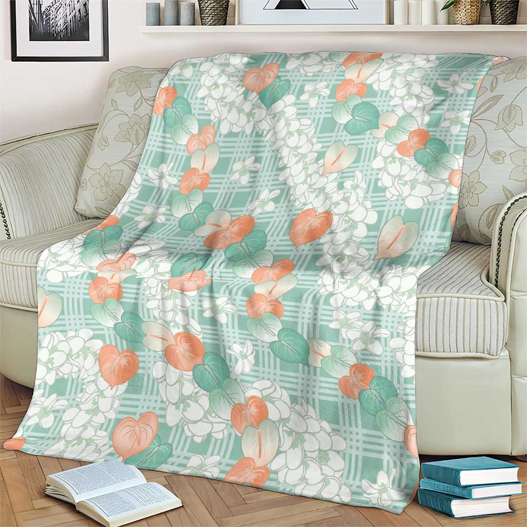 Anthurium Plumeria Lei Pastel Blanket Teal Hawaiian Splendid Palaka