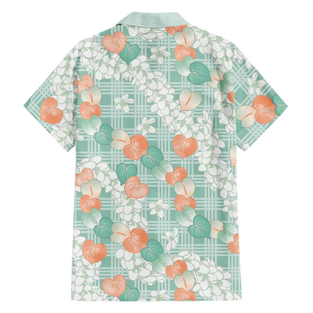 Anthurium Plumeria Lei Pastel Family Matching Tank Maxi Dress and Hawaiian Shirt Teal Hawaiian Splendid Palaka LT01 - Polynesian Pride
