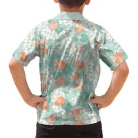 Anthurium Plumeria Lei Pastel Kid Hawaiian Shirt Teal Hawaiian Splendid Palaka LT01 - Polynesian Pride