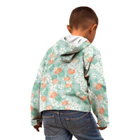 Anthurium Plumeria Lei Pastel Kid Hoodie Teal Hawaiian Splendid Palaka