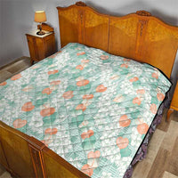 Anthurium Plumeria Lei Pastel Quilt Teal Hawaiian Splendid Palaka