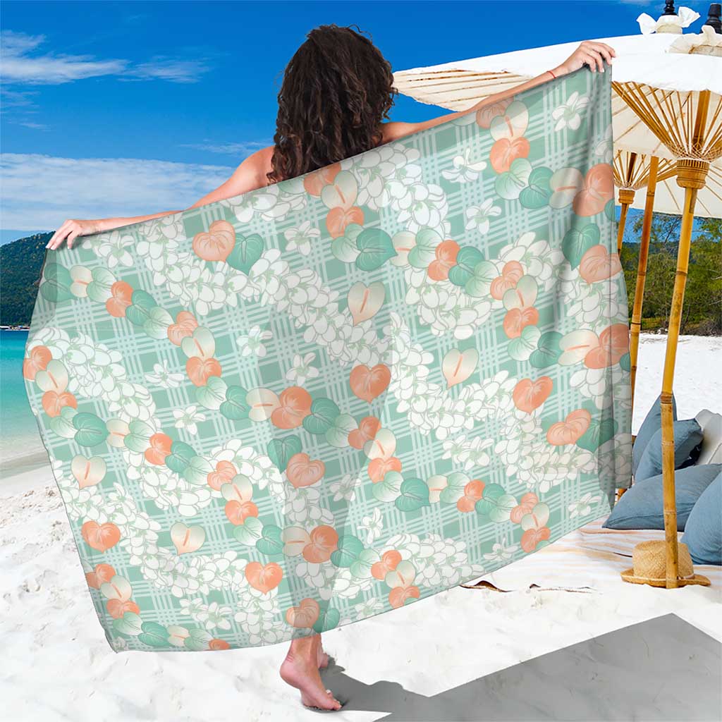 Anthurium Plumeria Lei Pastel Sarong Teal Hawaiian Splendid Palaka