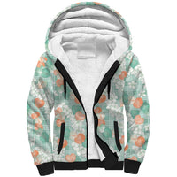 Anthurium Plumeria Lei Pastel Sherpa Hoodie Teal Hawaiian Splendid Palaka