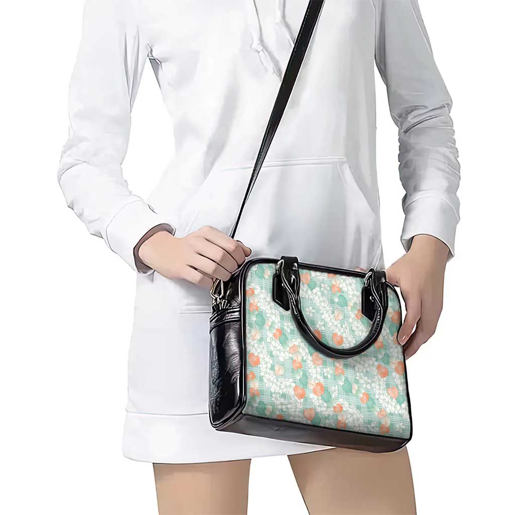Anthurium Plumeria Lei Pastel Shoulder Handbag Teal Hawaiian Splendid Palaka