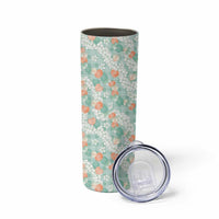 Anthurium Plumeria Lei Pastel Skinny Tumbler Teal Hawaiian Splendid Palaka LT01 - Polynesian Pride