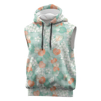 Anthurium Plumeria Lei Pastel Sleeveless Hoodie Teal Hawaiian Splendid Palaka