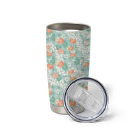 Anthurium Plumeria Lei Pastel Tumbler Cup Teal Hawaiian Splendid Palaka