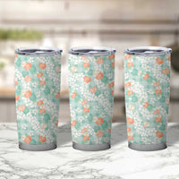 Anthurium Plumeria Lei Pastel Tumbler Cup Teal Hawaiian Splendid Palaka