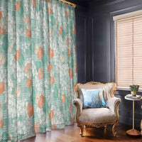 Anthurium Plumeria Lei Pastel Window Curtain Teal Hawaiian Splendid Palaka