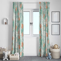 Anthurium Plumeria Lei Pastel Window Curtain Teal Hawaiian Splendid Palaka