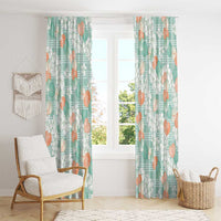 Anthurium Plumeria Lei Pastel Window Curtain Teal Hawaiian Splendid Palaka