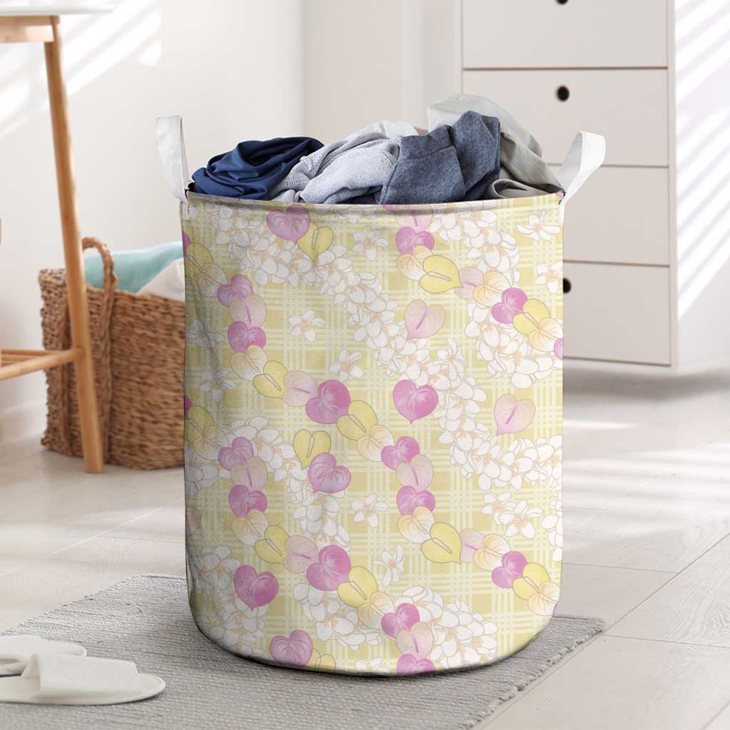 Anthurium Plumeria Lei Pastel Laundry Basket Yellow Hawaiian Splendid Palaka