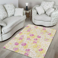 Anthurium Plumeria Lei Pastel Area Rug Yellow Hawaiian Splendid Palaka