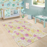Anthurium Plumeria Lei Pastel Area Rug Yellow Hawaiian Splendid Palaka