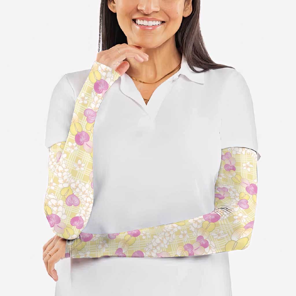 Anthurium Plumeria Lei Pastel Arm Sleeves Yellow Hawaiian Splendid Palaka