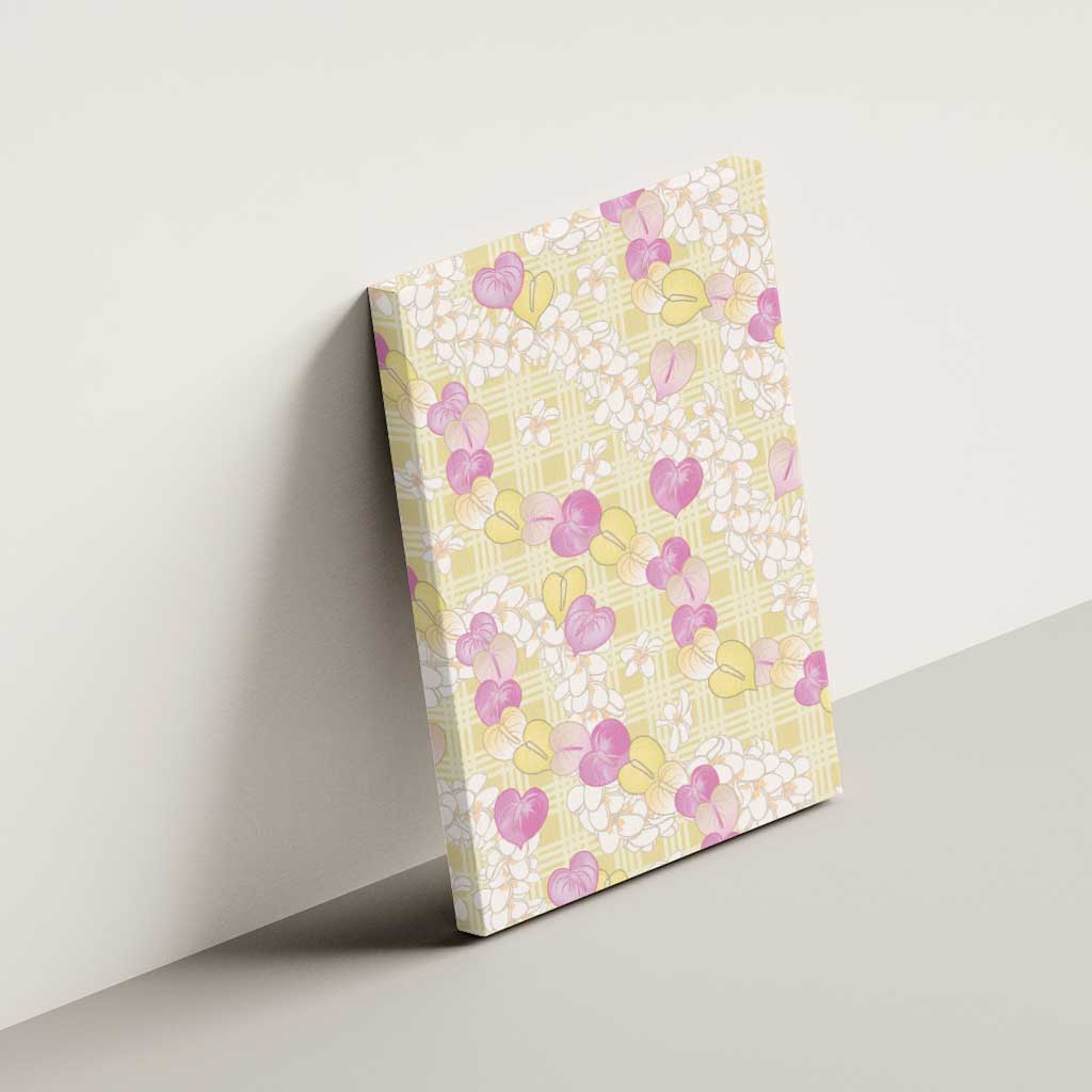 Anthurium Plumeria Lei Pastel Canvas Wall Art Yellow Hawaiian Splendid Palaka