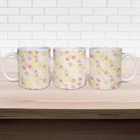 Anthurium Plumeria Lei Pastel Ceramic Mug Yellow Hawaiian Splendid Palaka LT01 - Polynesian Pride