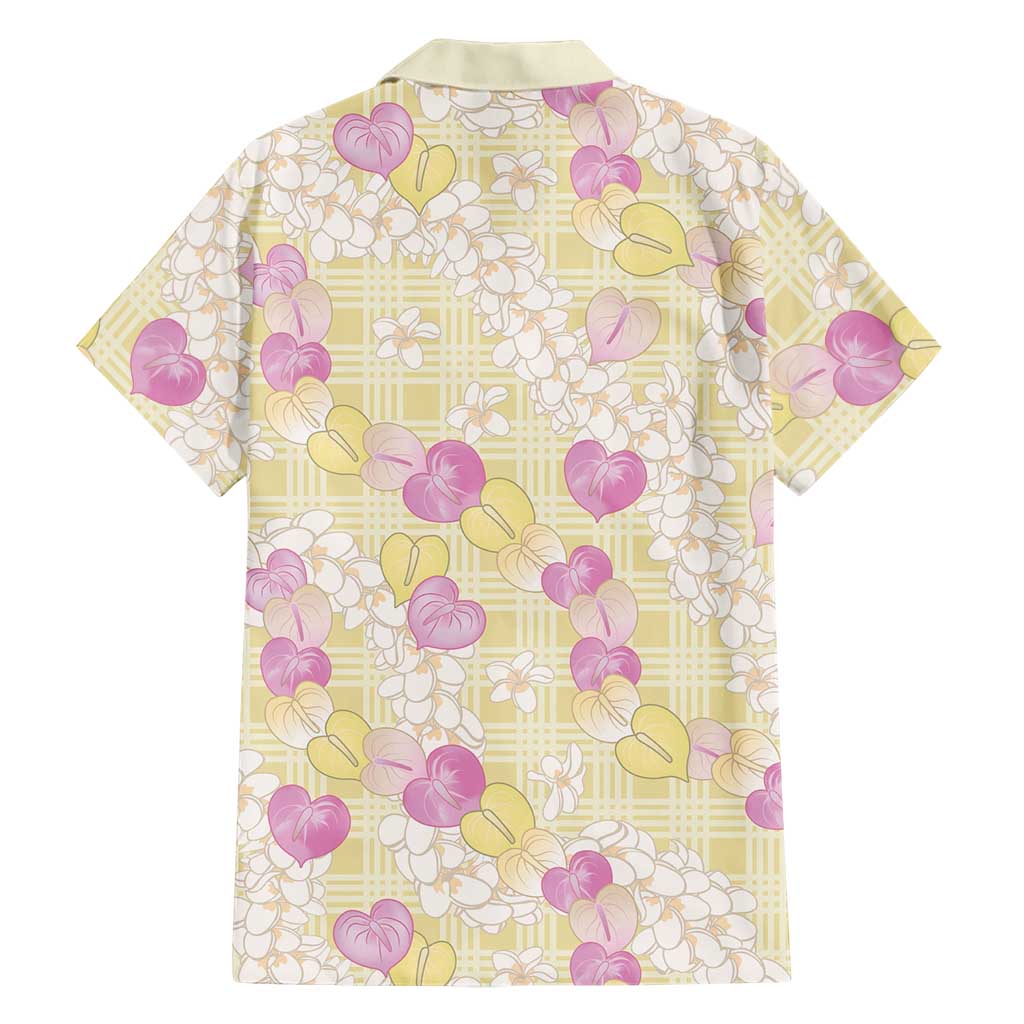 Anthurium Plumeria Lei Pastel Family Matching Off Shoulder Maxi Dress and Hawaiian Shirt Yellow Hawaiian Splendid Palaka LT01 - Polynesian Pride