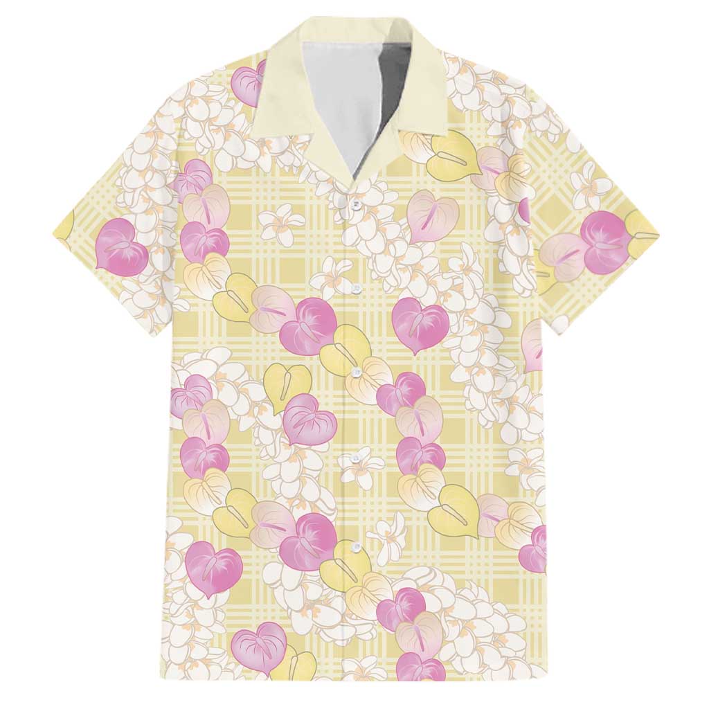 Anthurium Plumeria Lei Pastel Family Matching Tank Maxi Dress and Hawaiian Shirt Yellow Hawaiian Splendid Palaka LT01 Dad's Shirt - Short Sleeve Yellow - Polynesian Pride