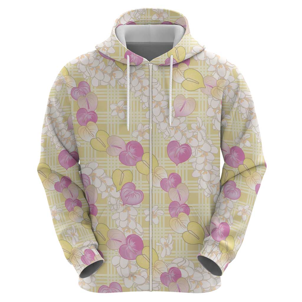 Anthurium Plumeria Lei Pastel Hoodie Yellow Hawaiian Splendid Palaka