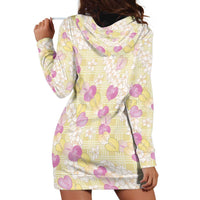 Anthurium Plumeria Lei Pastel Hoodie Dress Yellow Hawaiian Splendid Palaka LT01 - Polynesian Pride