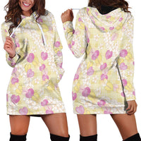Anthurium Plumeria Lei Pastel Hoodie Dress Yellow Hawaiian Splendid Palaka LT01 - Polynesian Pride
