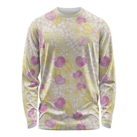 Anthurium Plumeria Lei Pastel Long Sleeve Shirt Yellow Hawaiian Splendid Palaka