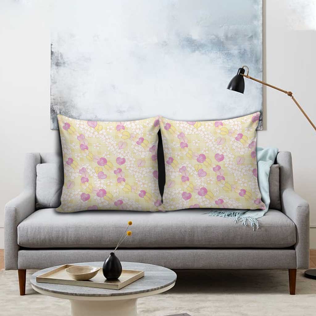 Anthurium Plumeria Lei Pastel Pillow Cover Yellow Hawaiian Splendid Palaka