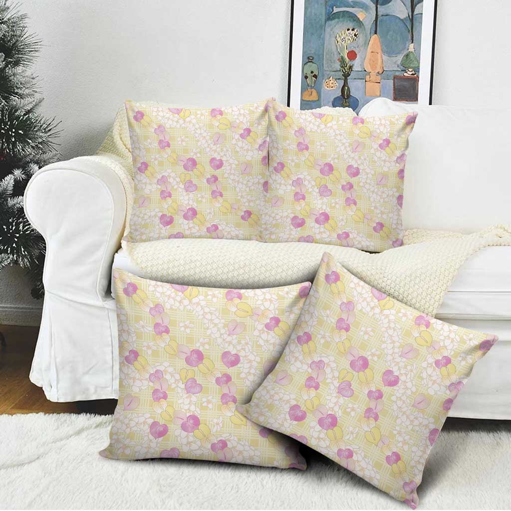 Anthurium Plumeria Lei Pastel Pillow Cover Yellow Hawaiian Splendid Palaka