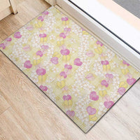Anthurium Plumeria Lei Pastel Rubber Doormat Yellow Hawaiian Splendid Palaka