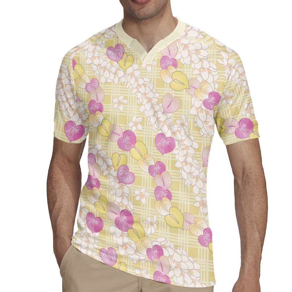 Anthurium Plumeria Lei Pastel Rugby Jersey Yellow Hawaiian Splendid Palaka