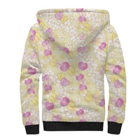 Anthurium Plumeria Lei Pastel Sherpa Hoodie Yellow Hawaiian Splendid Palaka