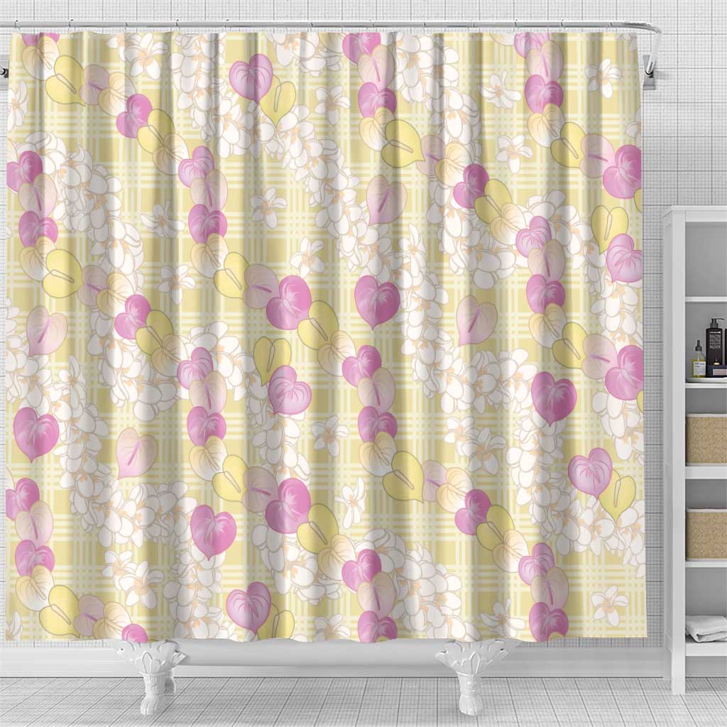Anthurium Plumeria Lei Pastel Shower Curtain Yellow Hawaiian Splendid Palaka