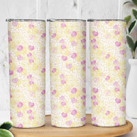 Anthurium Plumeria Lei Pastel Skinny Tumbler Yellow Hawaiian Splendid Palaka LT01 - Polynesian Pride