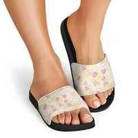 Anthurium Plumeria Lei Pastel Slide Sandals Yellow Hawaiian Splendid Palaka