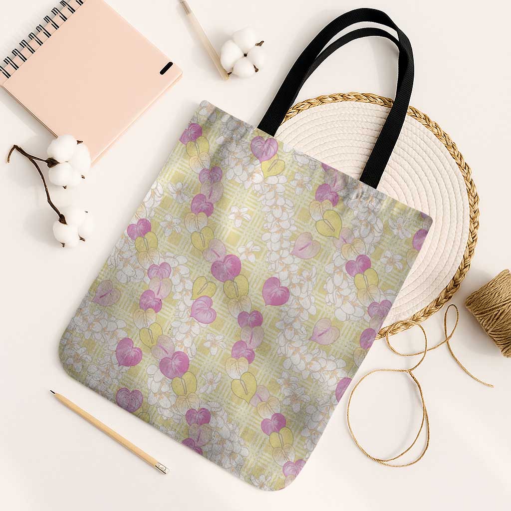 Anthurium Plumeria Lei Pastel Tote Bag Yellow Hawaiian Splendid Palaka
