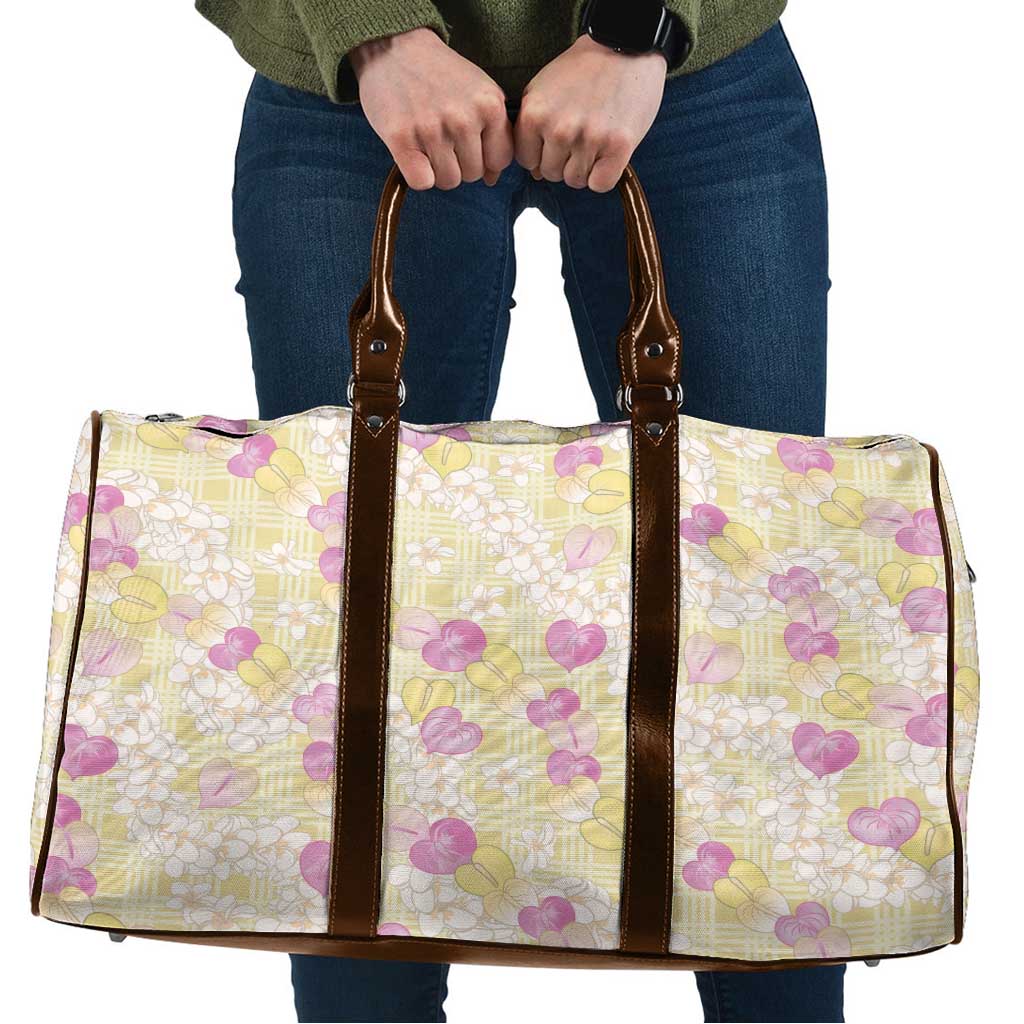Anthurium Plumeria Lei Pastel Travel Bag Yellow Hawaiian Splendid Palaka