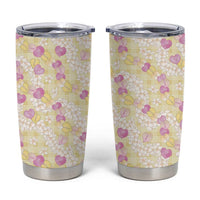 Anthurium Plumeria Lei Pastel Tumbler Cup Yellow Hawaiian Splendid Palaka LT01 Yellow - Polynesian Pride