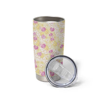 Anthurium Plumeria Lei Pastel Tumbler Cup Yellow Hawaiian Splendid Palaka LT01 - Polynesian Pride