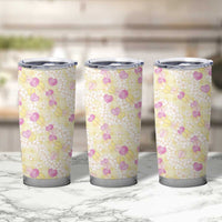 Anthurium Plumeria Lei Pastel Tumbler Cup Yellow Hawaiian Splendid Palaka LT01 - Polynesian Pride