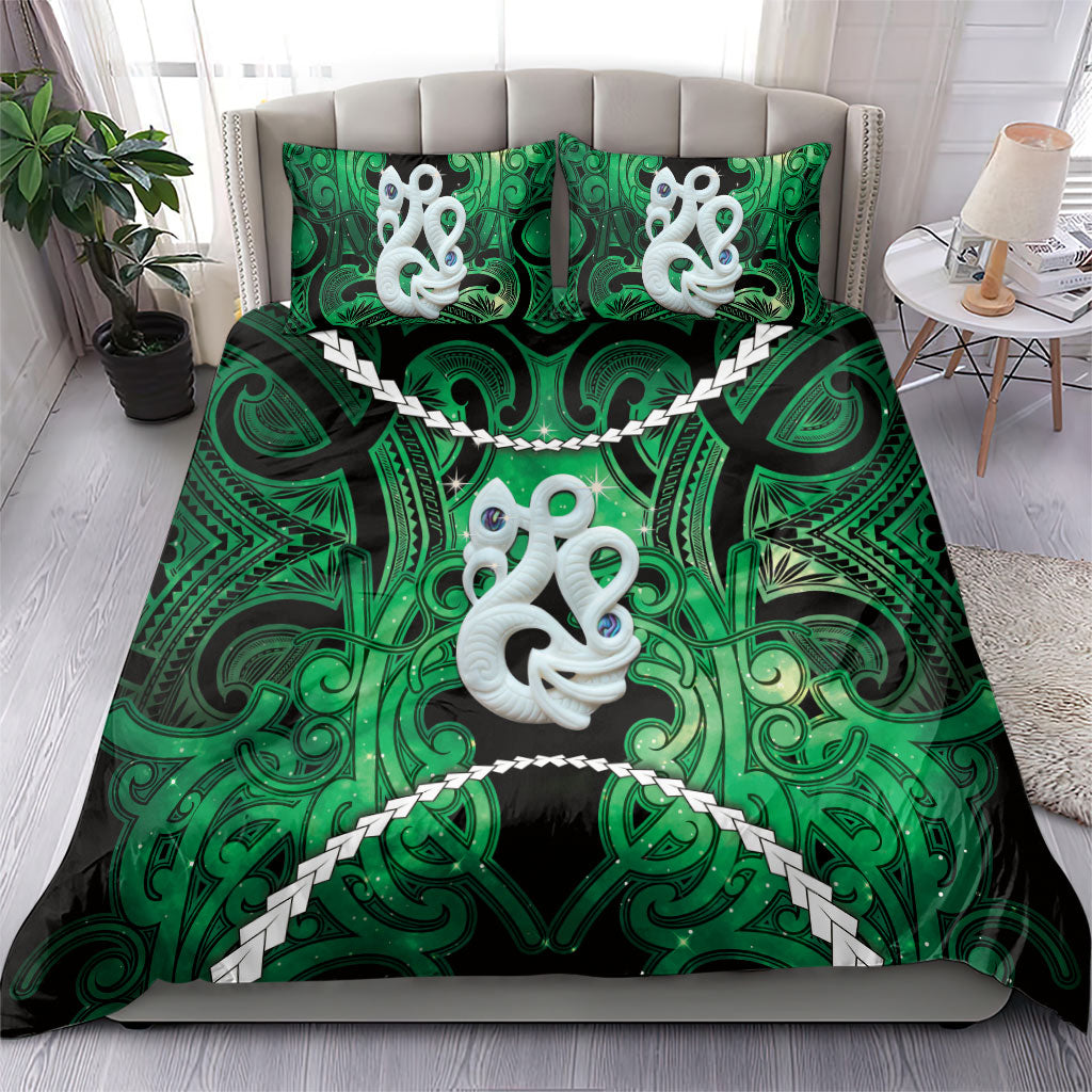 Maori Matariki Manaia Kakariki Bedding Set Maori Kowhaiwhai Pattern Galaxy