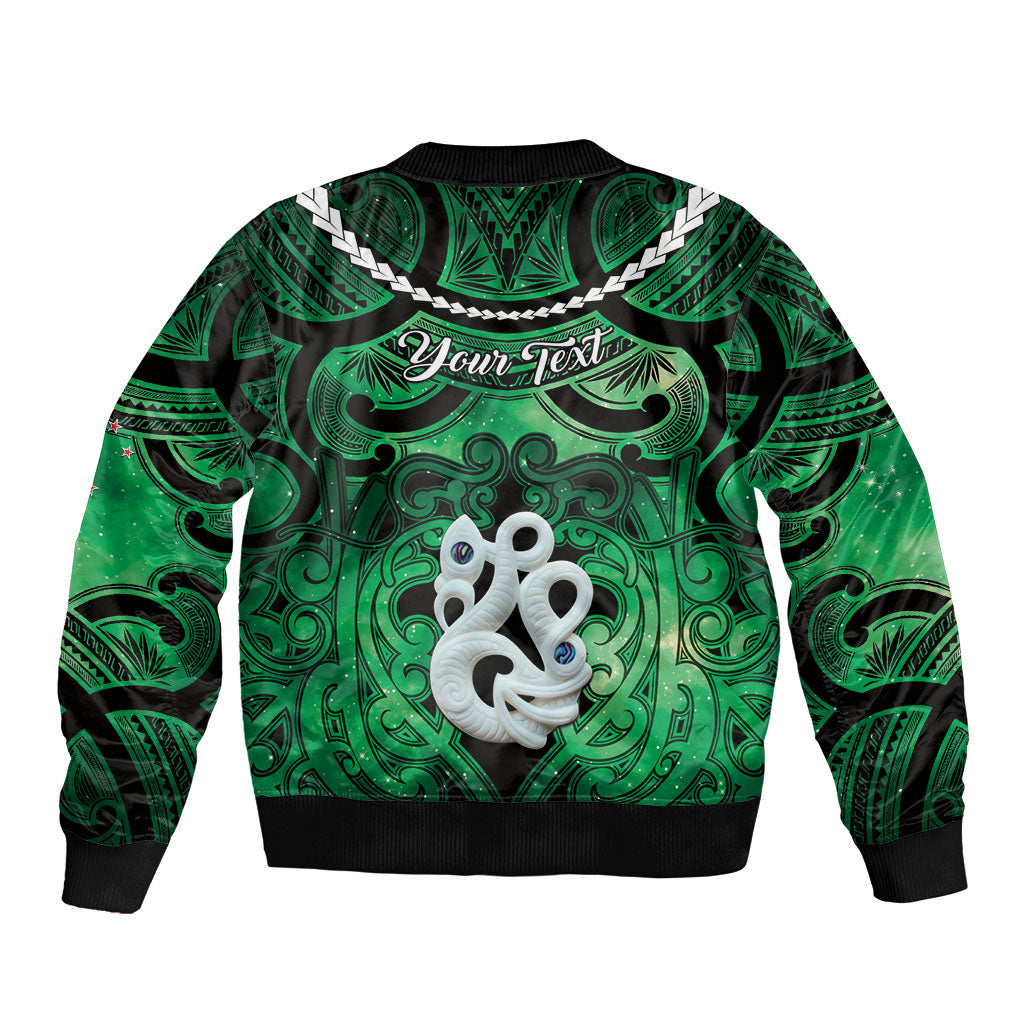 Personalised Maori Matariki Manaia Kakariki Bomber Jacket Maori Kowhaiwhai Pattern Galaxy