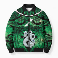 Personalised Maori Matariki Manaia Kakariki Bomber Puffer Jacket Maori Kowhaiwhai Pattern Galaxy