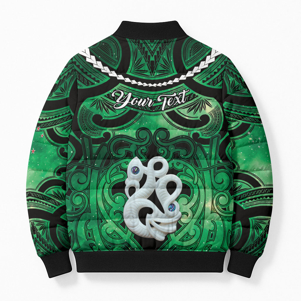 Personalised Maori Matariki Manaia Kakariki Bomber Puffer Jacket Maori Kowhaiwhai Pattern Galaxy